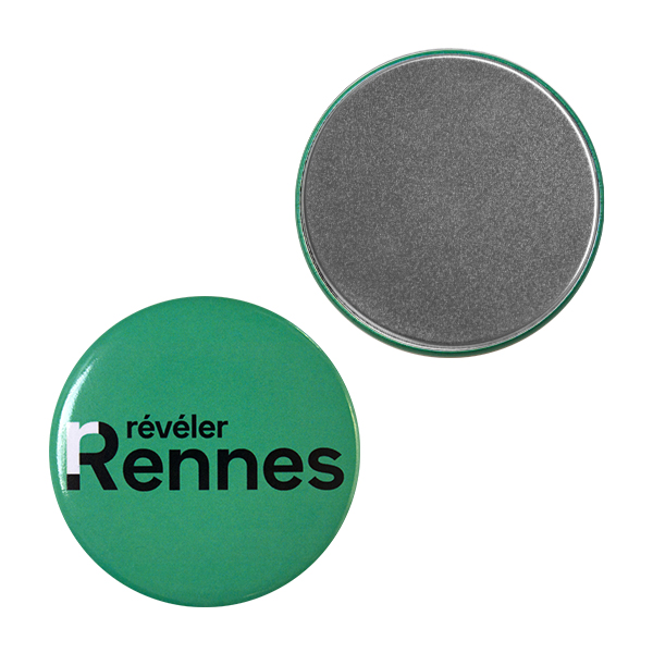 Badge rond personnalisé avec dos plat 56mm pour attache aimantée ronde